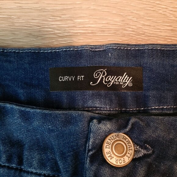 Royalty For Me Jeans Size 18 W Curvy Fit High Rise Ripped Frayed Slanted Ankle - Picture 3 of 10